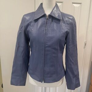 Women's Vintage Saguaro Blue Leather Jacket XS